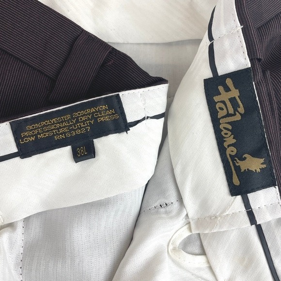 Vintage Mens Burgundy Suit (44L) FALCONE Notch Lapel Single Cuffed 80s Gangster - Picture 12 of 12